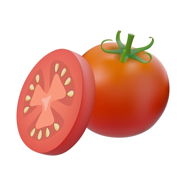 Ensemble De Tomates Fraîches Entières Et Tranchées Isolées Sur Fond Blanc Tomate Réaliste