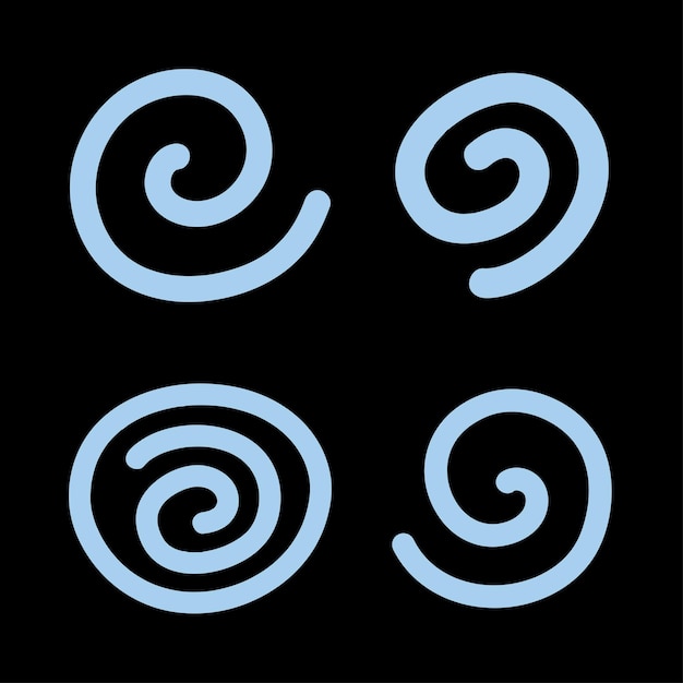 Vecteur ensemble de tourbillon spirale lignes icône design plat illustration vectorielle