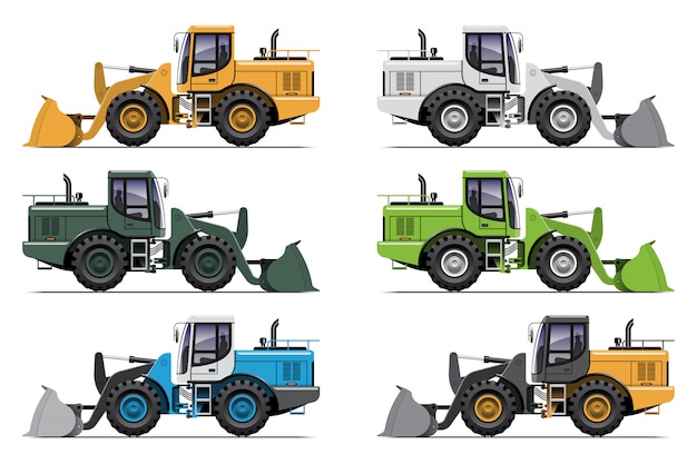 Ensemble De Tracteur De Chargeur Sur Roues