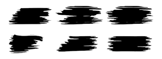 Ensemble De Traits De Pinceau Noir Abstrait