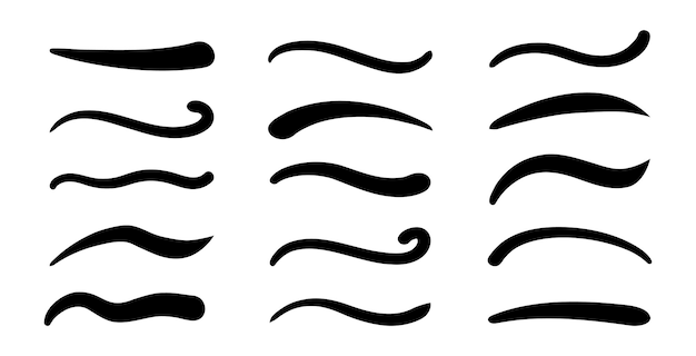 Ensemble de traits de soulignement swoosh swash Élément calligraphique de soulignement swoosh tourbillon dessiné à la main