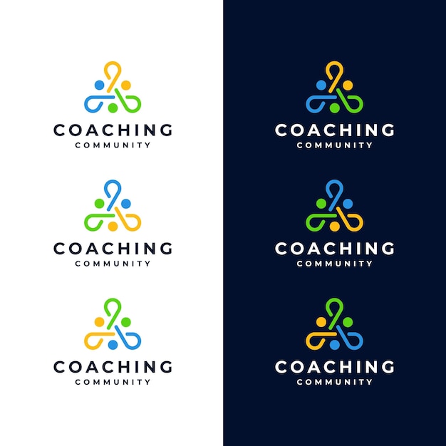 Ensemble De Travail D'équipe Coaching Lien Connexion Communauté Logo Design Inspiration