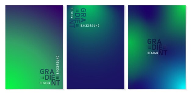 ensemble de trois bannières avec des arrière-plans dégradés de vert et de bleu foncé applicables à la bannière du site Web