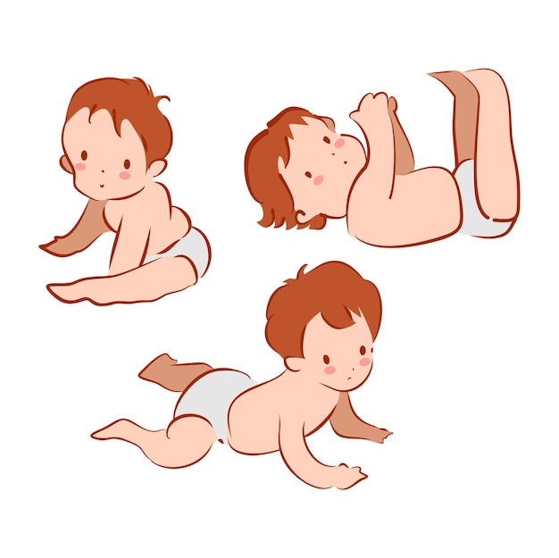 Un ensemble de trois couches pour bébés dont l'une porte des couches.