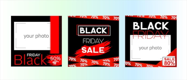 Un ensemble de trois modèles de médias sociaux pour la vente du Black Friday