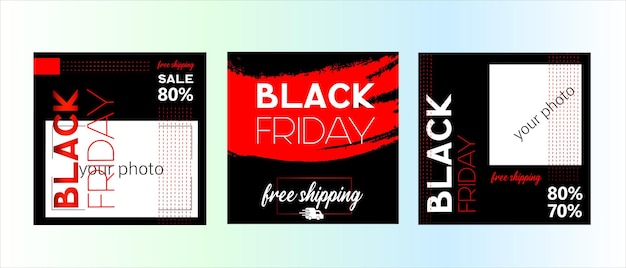 Un ensemble de trois modèles de médias sociaux pour la vente du Black Friday