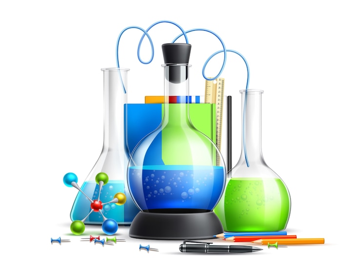 Vecteur ensemble de tubes de laboratoire de chimie réaliste