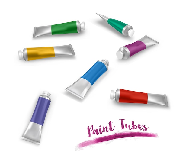 Ensemble de tubes de peinture colorés