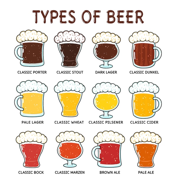 Ensemble De Types Amusants De Personnages De Bière