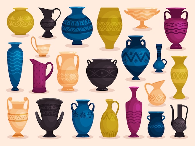 Ensemble De Vases Antiques Colorés