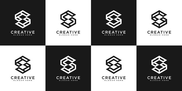 Ensemble de vecteur de conception de logo hexagonal lettre initiale S