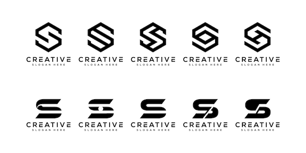 Ensemble de vecteur de conception de logo hexagonal lettre initiale S