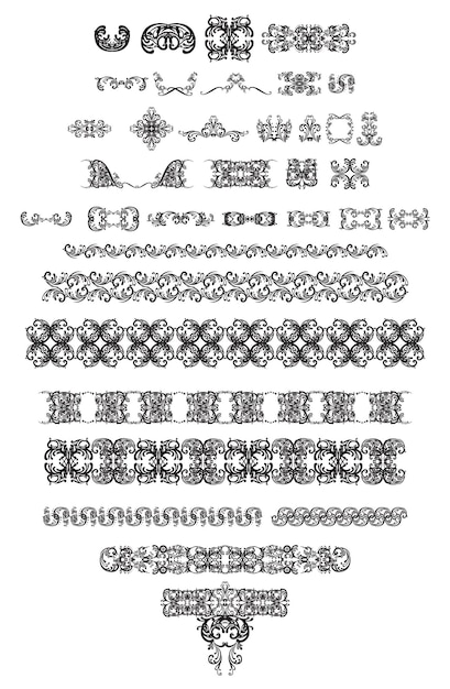 Ensemble de vecteur de décor d'art en ligne sur fond blanc