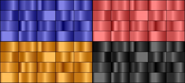 Vecteur ensemble de vecteur de dégradés métalliques colorés