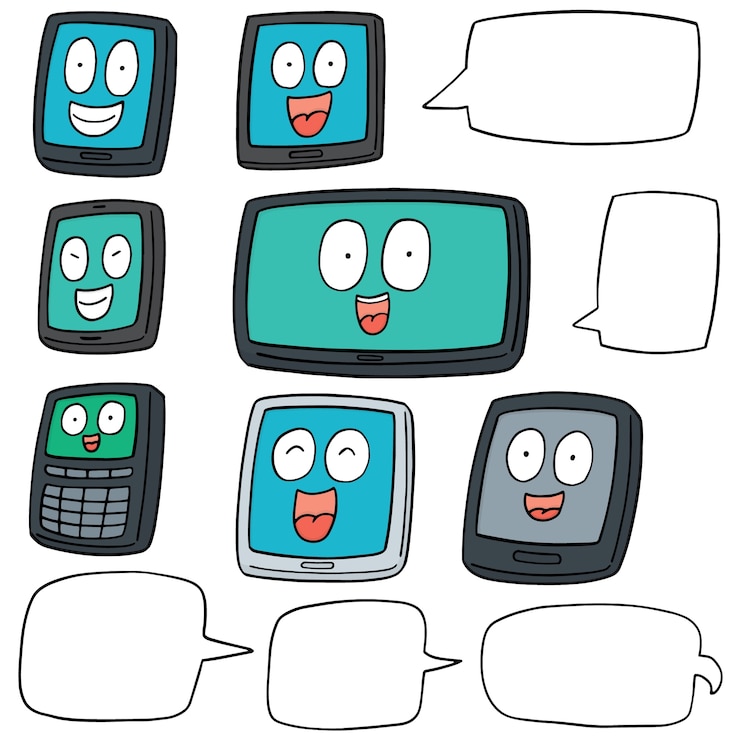 Vecteur ensemble de vecteur de dessin animé smartphone et tablette