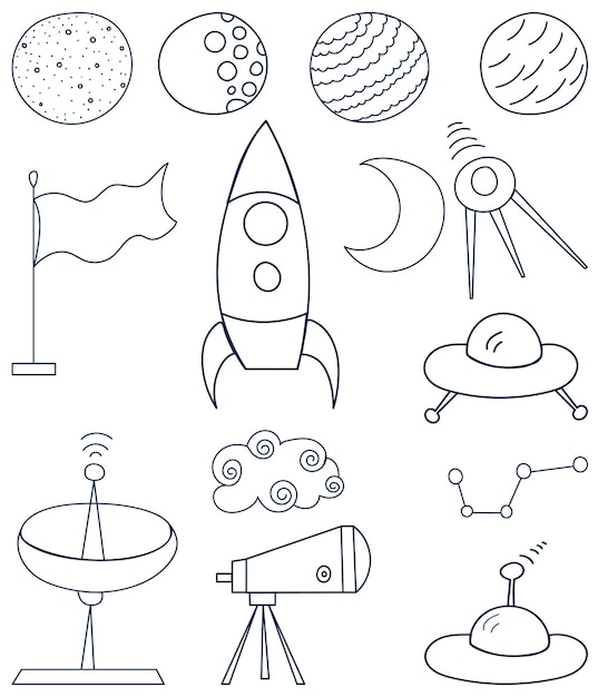 Ensemble De Vecteur De Dessin Espace Doodle