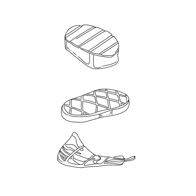 Ensemble De Vecteur D'illustrations De Doodle Dessinés à La Main De Steak De Viande