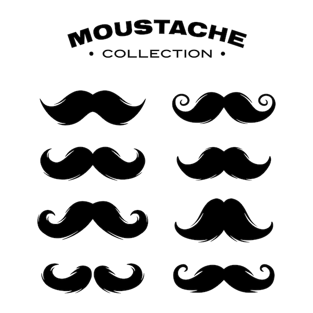 Ensemble De Vecteur De Moustache Sur Fond Blanc