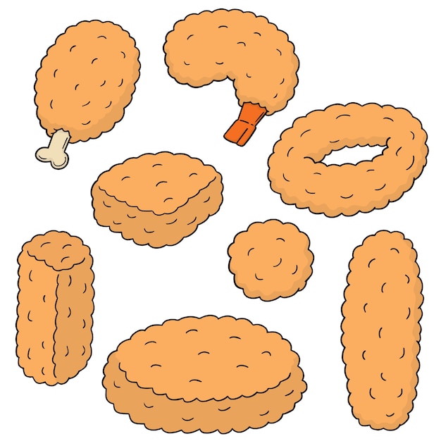 ensemble de vecteur de nourriture frite