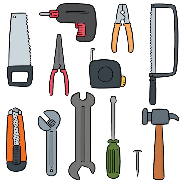 Ensemble De Vecteur D'outils De Construction