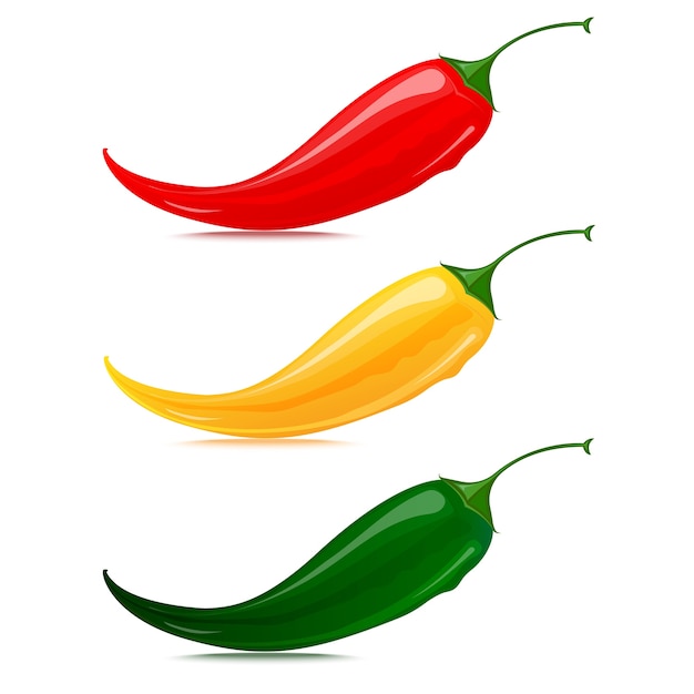 Ensemble de vecteur de piment isolé sur fond blanc
