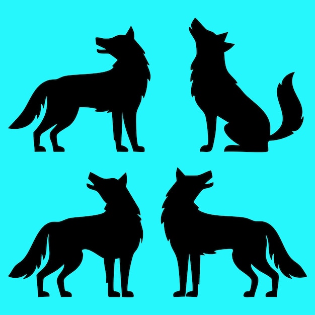 L'ensemble d'un vecteur de silhouette de loup