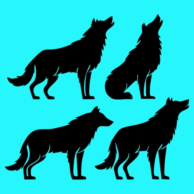 L'ensemble d'un vecteur de silhouette de loup