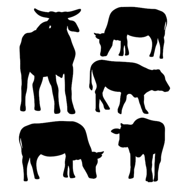 Vecteur ensemble de vecteur de silhouette de vache