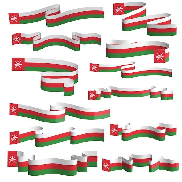 Vecteur ensemble de vecteurs de bandeau de drapeau oman