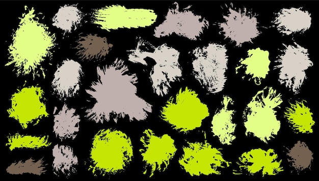 Ensemble de vecteurs de coup de pinceau de boue de peinture