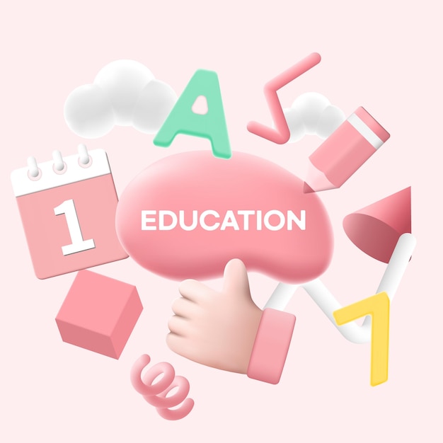 Ensemble de vecteurs d'éducation réaliste 3D