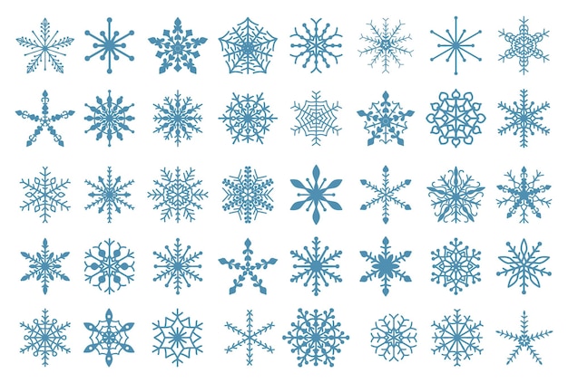 Ensemble De Vecteurs De Flocons De Neige De Noël Découpés Au Laser