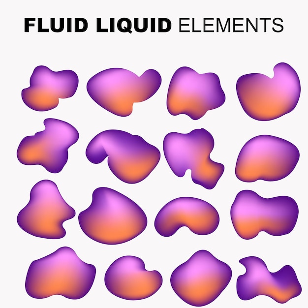 Ensemble de vecteurs de forme fluide liquide dégradé avec élément de couleurs néon pour la conception d'une carte-cadeau de présentation de flyer de logo