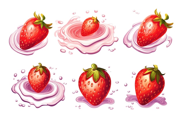 Vecteur ensemble de vecteurs de fraises clipart graphique illustration de vecteur plat isolé sur fond blanc