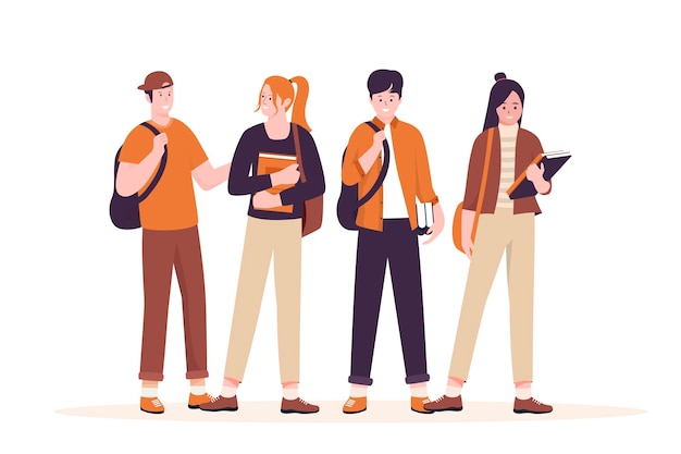 Ensemble de vecteurs de groupe d'étudiants universitaires