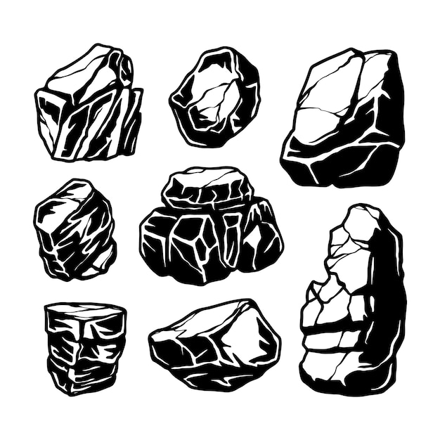 Vecteur ensemble de vecteurs d'illustration de roches et de pierres