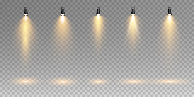 Vecteur ensemble de vecteurs met en lumière diverses formes de lumière projecteurs de scène effets de lumière effet de lumière luminescente illustration vectorielle
