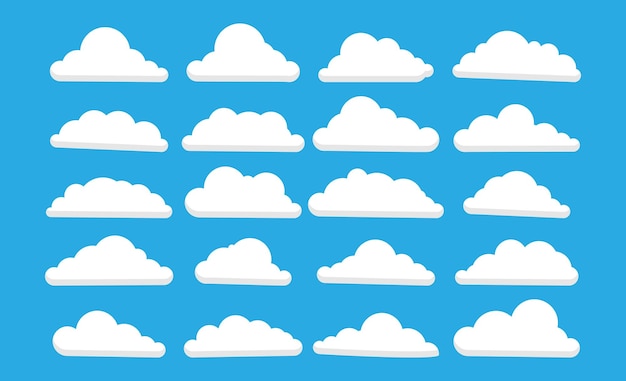 Vecteur ensemble de vecteurs de nuages de dessins animés simples