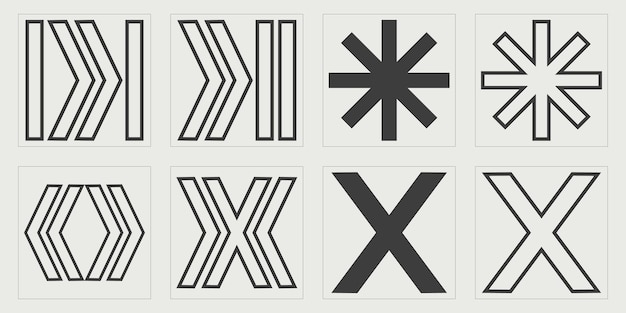 Ensemble de vecteurs d'objets de style Y2K Ensemble futuriste rétro psychédélique Rave Icônes minimalistes plates