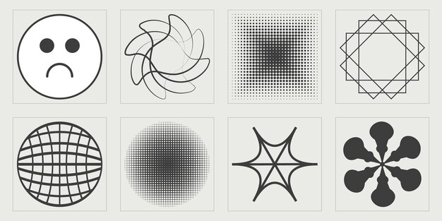 Ensemble de vecteurs d'objets de style Y2K Extraordinary Graphic Assets Éléments Cyberpunk