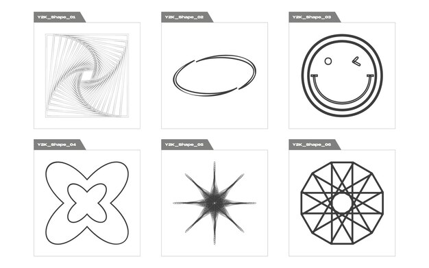 Ensemble de vecteurs d'objets de style Y2K Extraordinary Graphic Assets Éléments Cyberpunk