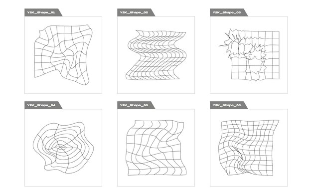 Vecteur ensemble de vecteurs d'objets de style y2k figures postmodernes géométriques à la mode éléments de décoration graphique
