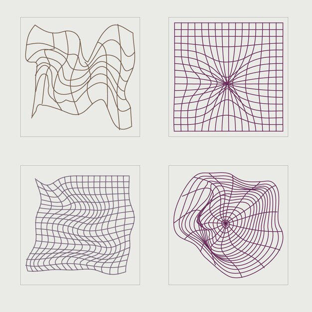 Ensemble de vecteurs d'objets de style Y2K Figures postmodernes géométriques à la mode Formes abstraites modernes