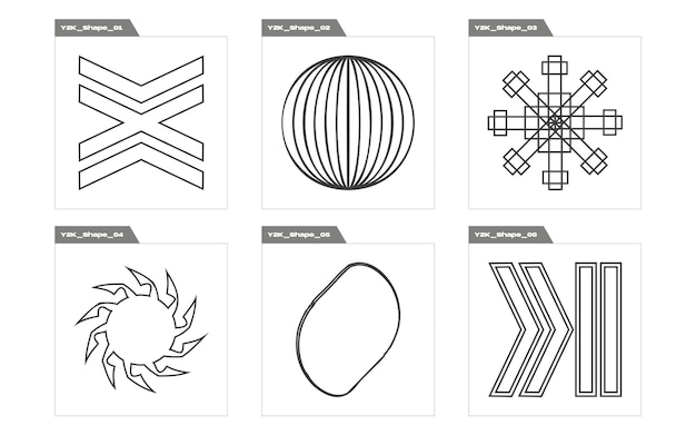 Ensemble De Vecteurs D'objets De Style Y2k Figures Postmodernes Géométriques à La Mode Objets Dans Le Style Y2k