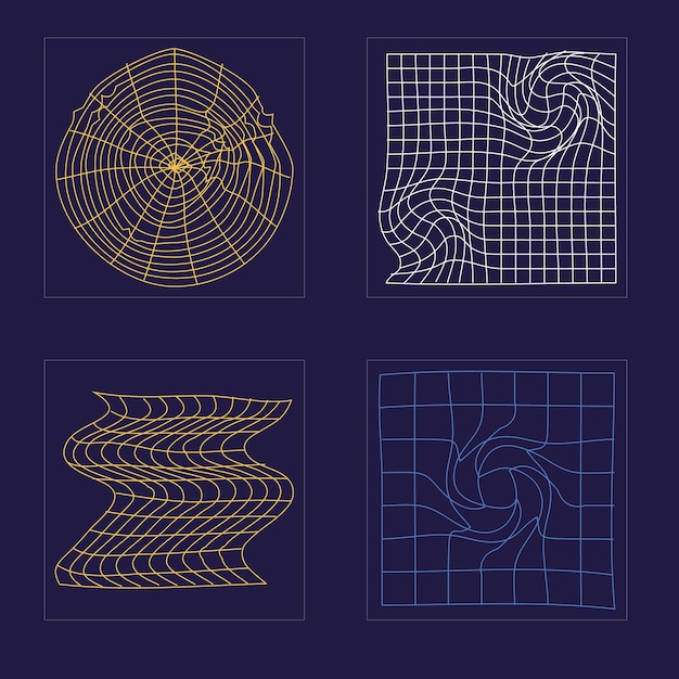 Ensemble de vecteurs d'objets de style Y2K Formes d'étoiles et de fleurs Brutalisme Formes abstraites modernes