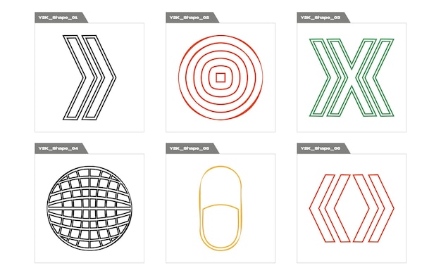 Ensemble de vecteurs d'objets de style Y2K Grand ensemble d'objets rétro pour la conception Icônes minimalistes plates