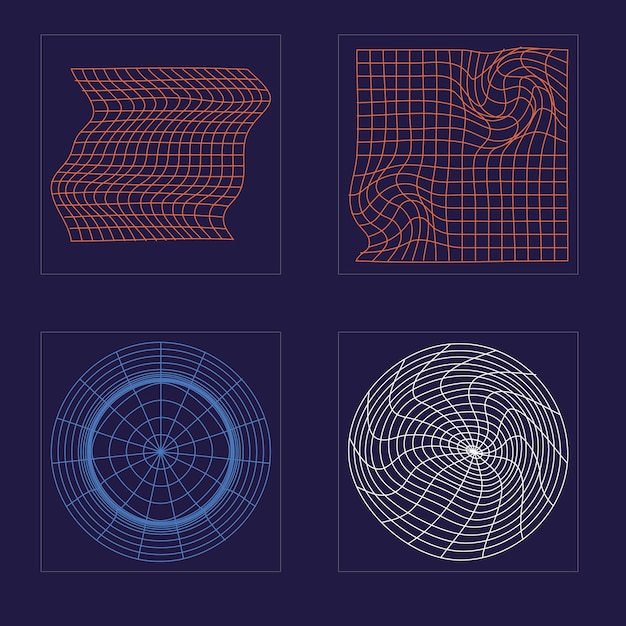 Ensemble de vecteurs d'objets de style Y2K Grande collection de symboles géométriques graphiques abstraits Formes abstraites modernes