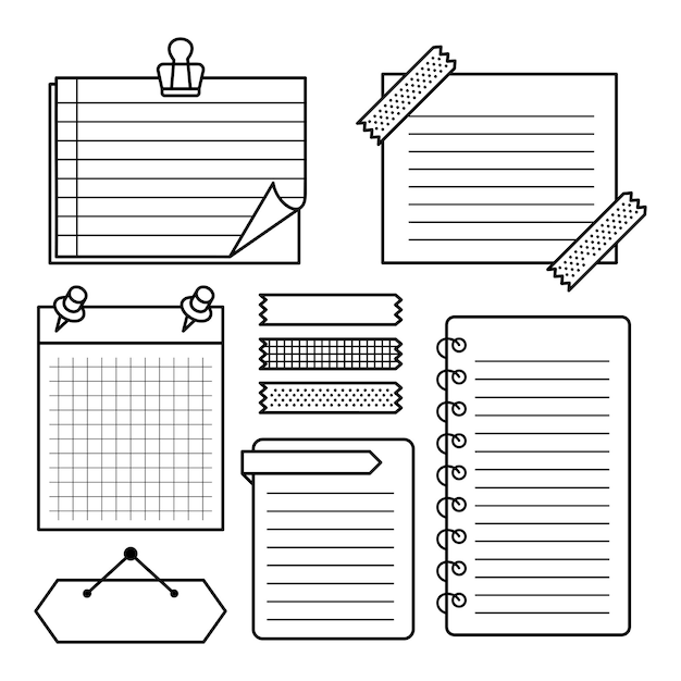 Vecteur ensemble de vecteurs de papier de note