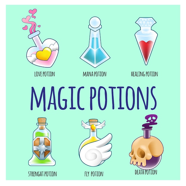 Ensemble De Vecteurs De Potions Magiques