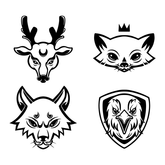 ensemble de vecteurs sillhouete logo animal mignon